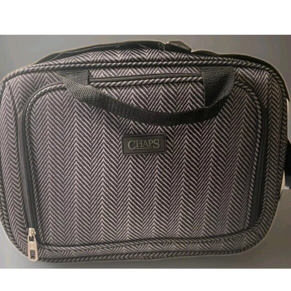 CHAPS Black & Grey Herringbone 10X15 Travel/Carry-On Bag. - Picture 1 of 5
